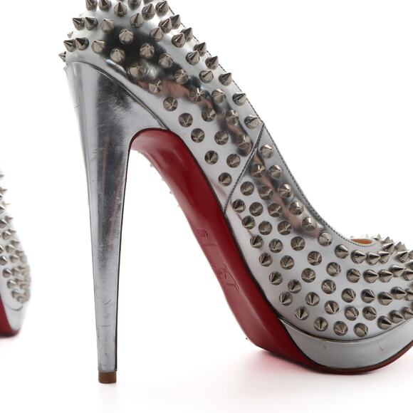 Christian Louboutin Alti 160 Spiked Metallic Leather Platform Heels 40.5 - Picture 15 of 16